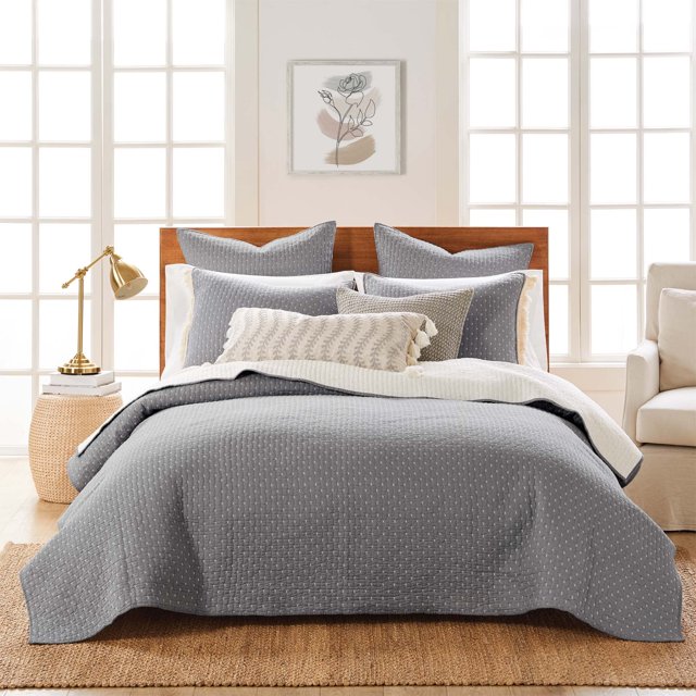 Set de edredón Levtex Home Cross Stitch gris 100% algodón King