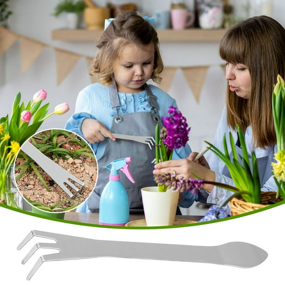 Fiudx Rastrillo de Bonsái de Acero Inoxidable, Mango Ergonómico, Compacto y Ligero, Herramienta de Jardinería para Plantar y Cultivar, Ideal para Jardinería Doméstica, Duradero y Resistente, 1 Pieza