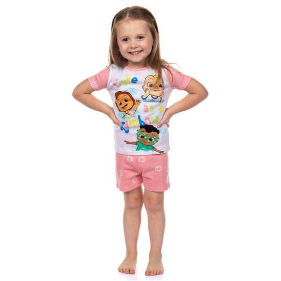 CoComelon Toddler Girls Cute Rainbow Short Sleeve With Shorts Pajama 2PC Set