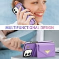 thumbnail image 3 of Nalacover Case for iPhone 11, Crossbody Wallet Case with Card Slots Holder, PU Leather Lanyard Shoulder Strap Purse Cover with Kickstand Shockproof Case for iPhone 11, Purple, 3 of 7