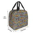 thumbnail image 2 of Rateoe Funny Construction Pattern Insulated Lunch Bag with Thick Aluminum Foil Lunch Tote Bag with Front Pocket for Men and Women, Ideal for Work, School, Picnics, and Travel, 2 of 5