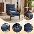 thumbnail image 4 of Zimtown Home Accent Chair Modern Chenille Solid Wood Armchair with Cushions and Lumbar Pillow, Metal Frame Ideal for Lounge Space, Gray-Blue, 4 of 10