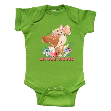 

Inktastic Little Sister Deer Gift Baby Girl Bodysuit