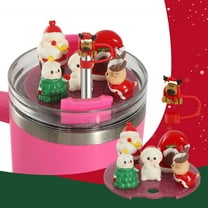 FastXmas Christmas Straw Cap Decoration,12mm Straw Cap with Bottle Topper Sticker,Christmas Reusable Straw Cap and Cattle Topper Sticker reusable Proof Straw Stopper-fruit Straw Sleeve-Straw Cap