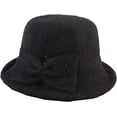 thumbnail image 3 of CoCopeaunts Plain Color Bucket Hat for Women Bow Decorated Imitation Mink Velvet Rolled Edge Basin Cap Outdoor Warm Cap for Girls, 3 of 8