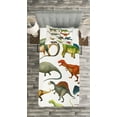 thumbnail image 3 of Ambesonne Dinosaur Quilted Bedspread Set 2 Pcs, Jurassic Composition, Twin Size, Multicolor, 3 of 3