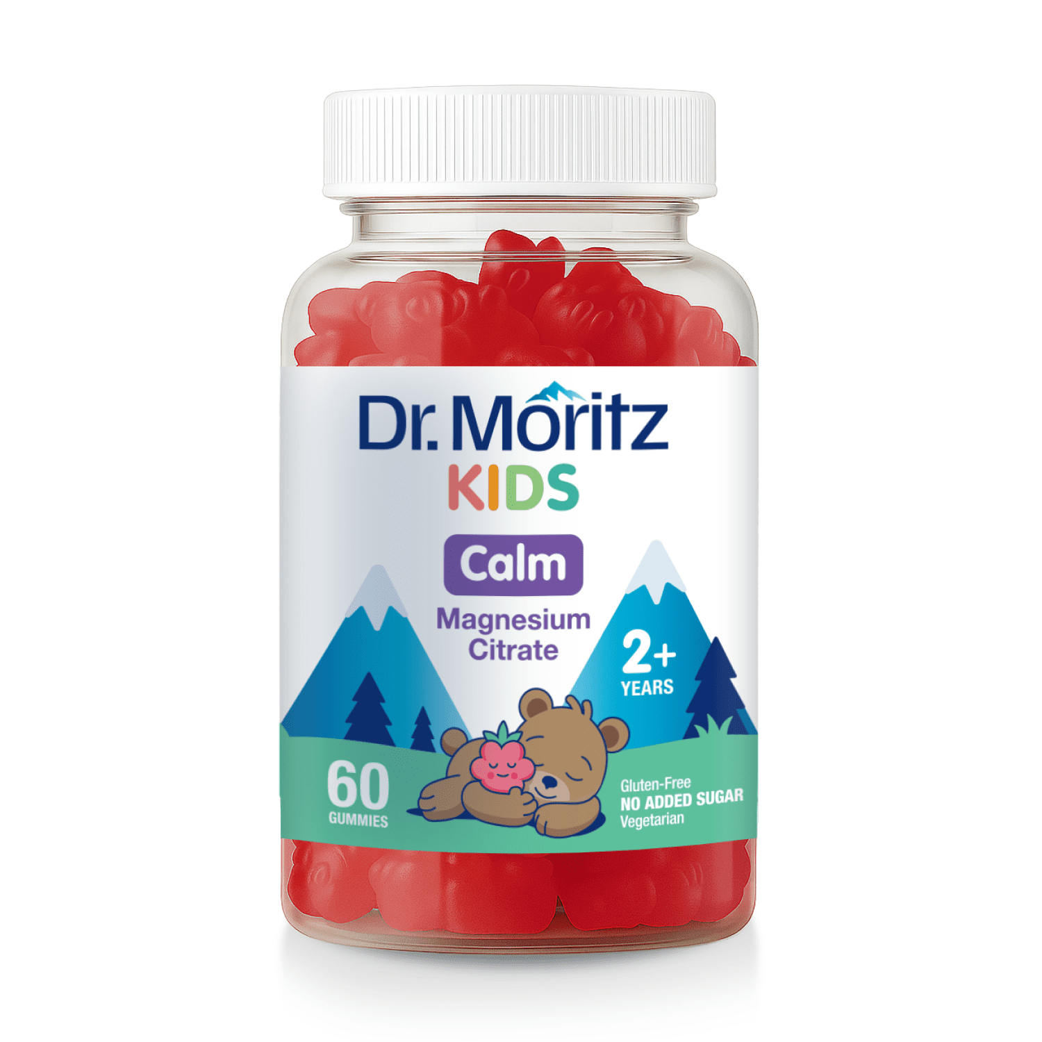 Dr. Moritz Kids Calm Magnesium Gummies, Sugar-Free, 60 Gummies, Raspberry