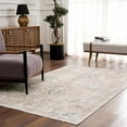 thumbnail image 6 of Hauteloom Caylin Bohemian Vintage Medallion Area Rug - Farmhouse Oriental Carpet for Living Room, Bedroom - Machine Washable- Cream, Dark Brown, Peach - 6'7" x 9', 6 of 11
