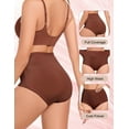 thumbnail image 5 of 4Pack Plus size Women's Briefs Coverage Underwear Ladies Panties for Women Women's High-Waist Light Tummy Control Girdle Panties 2Caramel Brown 2XL, 5 of 7