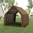 thumbnail image 6 of KING BIRD 13' x 20' x 12' Heavy Duty Anti-Snow Carport Car Canopy Car Tent Outdoor Instant Garage Boat Shelter with Reinforced Ground Bars-Brown, 6 of 9