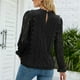 thumbnail image 2 of Blusa de encaje para mujer Fibra de poliéster Cuello en V Color puro Manga larga Otoño Invierno Costura de encaje hueco Tops para mujer Camisas Negro L, 2 of 5