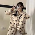 thumbnail image 4 of Conjuntos de pijamas a rayas para Mujer, ropa de dormir de punto de algodón para Mujer, Pijama de dibujos animados para Mujer, ropa de casa Pjs de 2 piezas, 4 of 4