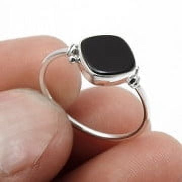 Square Natural Black Onyx 925 Sterling Silver Promise Band Bezel Ring Size 8.5