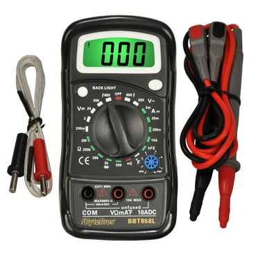 Triplett Byte Brothers Rugged Compact CAT II Digital Multimeter - AC/DC Voltage, DC Current, Resistance, Temperature, Continuity, Diode Check, and Transistor Check (BBT858L)