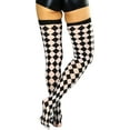 thumbnail image 2 of ToBeInStyle Women's Checkered Thigh High - Black/White - One Size, 2 of 6