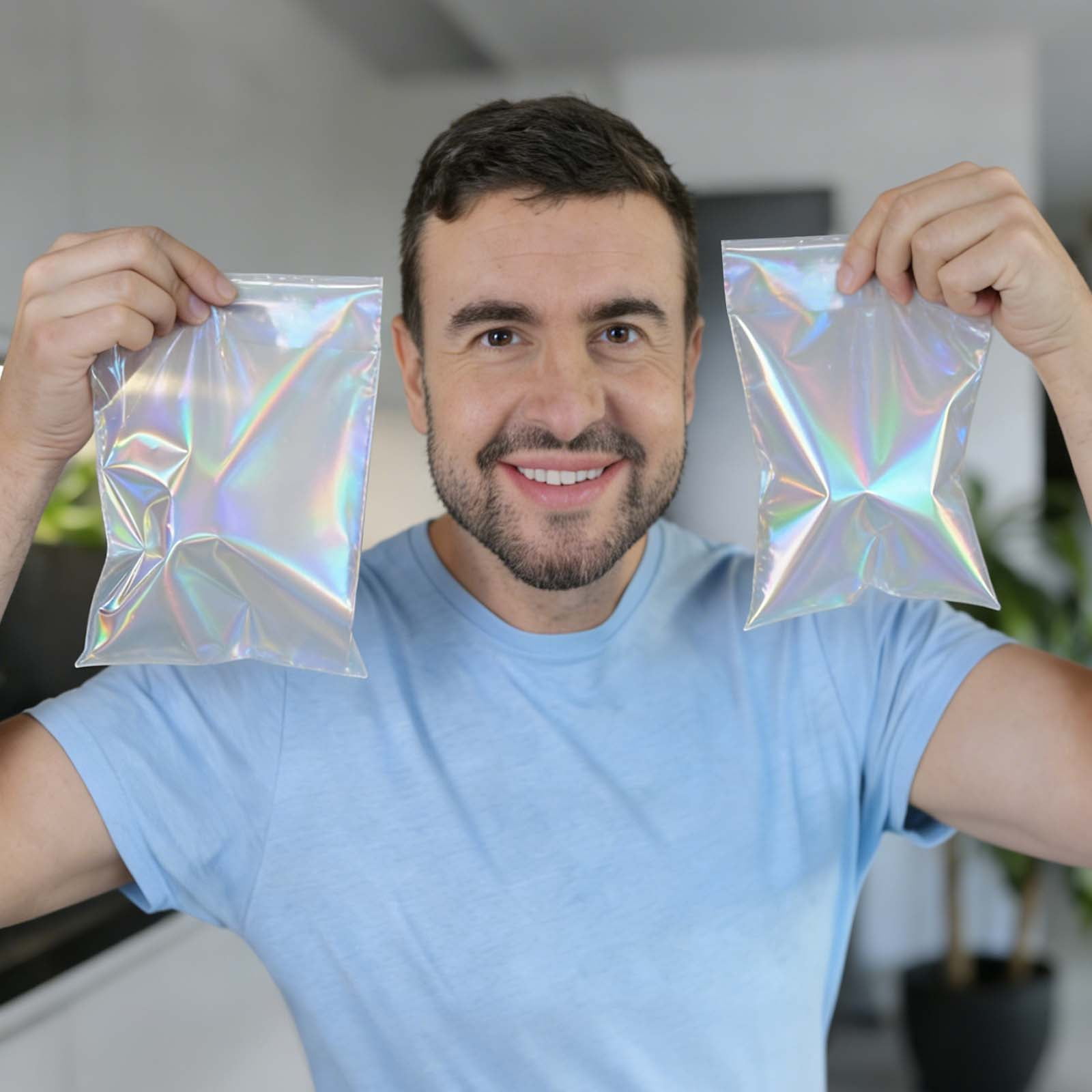 Uxcell Holographic Bags (9" x 6", Silver) (50Pcs) Holographic Metallic Poly Mailers Self Sealing Flat Foil Envelope Mailing Packaging Bags, Suit for - Jewelry/Sample/Shipping/Package