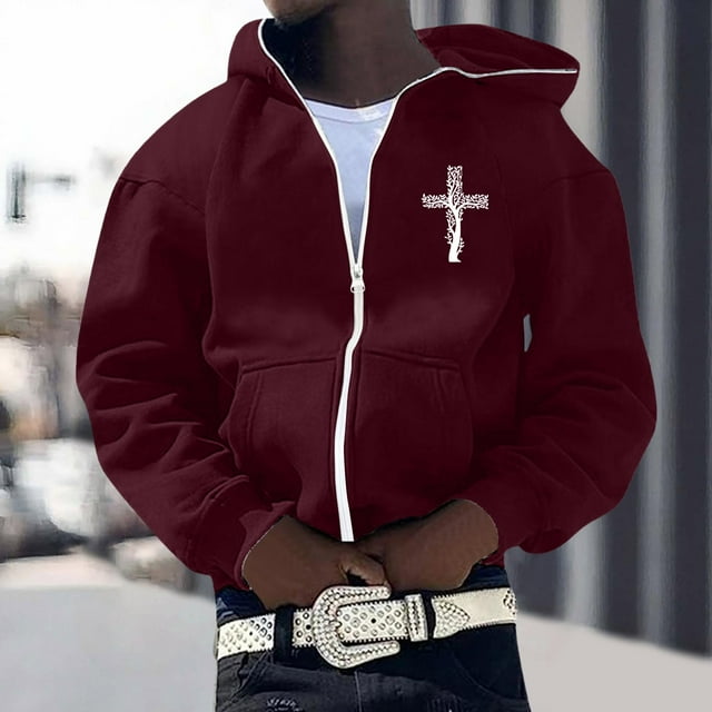 MHFRRA Sudadera Informal con Capucha y Manga Larga, Diseño para Otoño E Invierno, Ropa de Calle Cómoda Vino