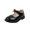 Black, variant on GiLiling Girls Mary Jane Shoes, Bow Adjustable Hook-and-Loop Strap, PU Upper Non-Slip Rubber Sole Princess Party Footwear (Black, 7-8 Years)
