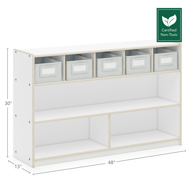 Guidecraft EdQ 2-Shelf 5-Compartment Storage 30'' - Natural
