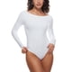 thumbnail image 3 of Body de una pieza de manga larga suave para mujer de Cozzifree, cuello barco, parte de arriba básica elástica con broches en negro y blanco, 3 of 5