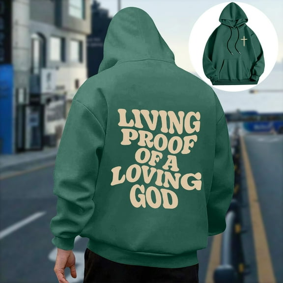 Aobny Hoodie Fall Sweatshirts Hooded Green Christian Jesus Hoodie Men Mens Pullover,XL