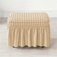 thumbnail image 2 of Seersucker Ottoman Covers with Ruffle Skirt, Stretch Rectangle Footstool Slipcovers Farmhouse Washable Storage Footrest Protectors for Living Room Bedroom Balcony(Dark Green), 2 of 7