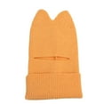 thumbnail image 4 of SuTry Kids Hat Solid Color Cute Cat Ear Knit Warm Face Cover Childrens Winter Fleece-Lined Hood Breathable Cold Weather Hat(Yellow,4-12 Years), 4 of 5