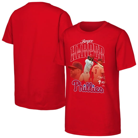 Youth Outerstuff Bryce Harper Red Philadelphia Phillies Triple Player Graphic T-Shirt