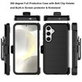 thumbnail image 4 of Ebizware for Samsung Galaxy S24 Phone Case, Case with [Built-in Screen Protector] Holster Belt Clip Military Grade Heavy Duty Shockproof Kickstand Cover for Galaxy S24 - Black, 4 of 10