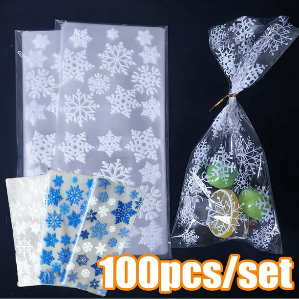 Cheers.US 100Pcs Christmas Cellophane Bags,Cellophane Treat Bags