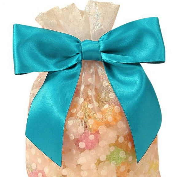 Pre-Tied Turquoise Satin Bows - 4 1/2" Wide, Set of 12, Wired Craft Ribbon, Easter, Spring, Birthday, Christmas, Gift Bows