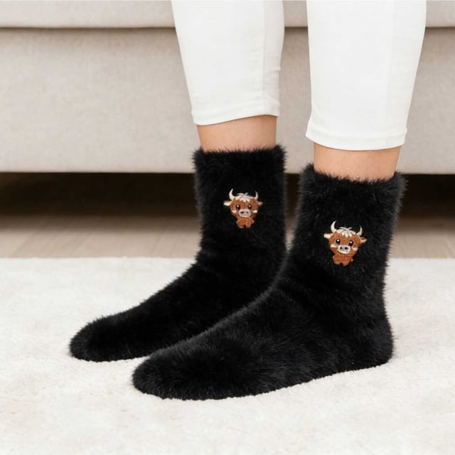 Calcetines gruesos y cálidos de invierno para mujer, con forro polar, hasta media pantorrilla | Calcetines suaves y cómodos para dormir | Calcetines térmicos de felpa a la moda para el frío |