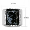 thumbnail image 2 of Luxe Jewelry Designs Men's Stainless Steel Ring with Black Jet Semi-Precious Snowflake Obsidian -, 2 of 4