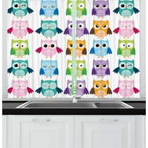 Nursery Curtains 2 Panels Set Colorful Collection Friendly Owl