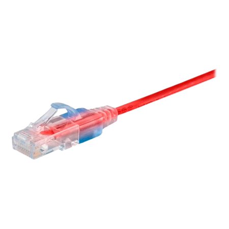 UPC: 0889028084267 | Monoprice SlimRun – Patch cable – RJ-45 (M) to RJ-45 (M) – 25 ft – 0.1 in – UTP – CAT 6a – molded  snagless  stranded – red (pack of 10)