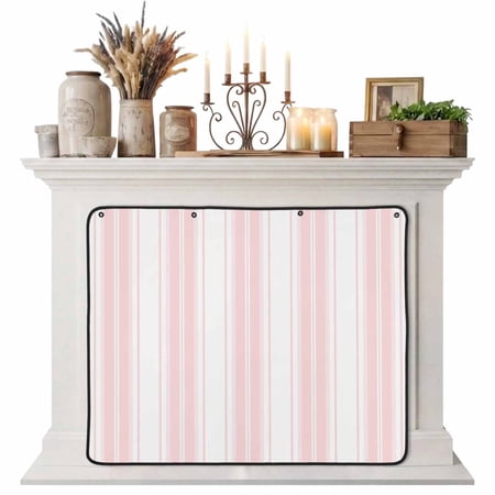 Magnetic Fireplace Cover Pink Vertical Striped Fireplace Screen Minimalist Stripes Lines Insulation Fireplace Blocker Blanket Save Energy Fireplace Draft Stopper Covers for Living Room 36x30