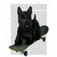 thumbnail image 2 of Fab Funky 12x14 Black Ornate Wood Framed with Double Matting Museum Art Print Titled - Scottish Terrier and Skateboard, 2 of 4