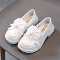 thumbnail image 5 of GiLiling Girls Dress Shoes Loafers, Bowknot Slip-On School Shoes with Low Heel, Closed-Toe Flat Shoes for Uniforms Performances Parties Casual Wear (White, 5 Years), 5 of 6