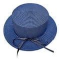 thumbnail image 1 of 56-58 cm circunferencia del sombrero sombrero de paja para mujer lazo de cinta sombrero para el sol sombrero de copa plano al aire libre sombrero para el sol con protección solar, 1 of 5