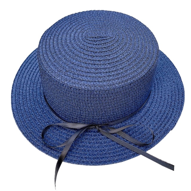 56-58 cm circunferencia del sombrero sombrero de paja para mujer lazo de cinta sombrero para el sol sombrero de copa plano al aire libre sombrero para el sol con protección solar