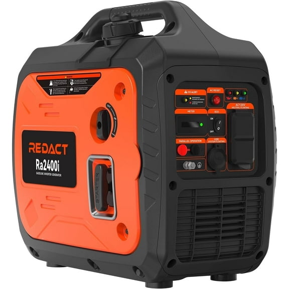 Redact 2400W Inverter Generator for Home Use - Portable Gas Generator with CO Detect, EPA-certified, Quiet Low Oil Shutdown, Clean Power for Electronics,Camping