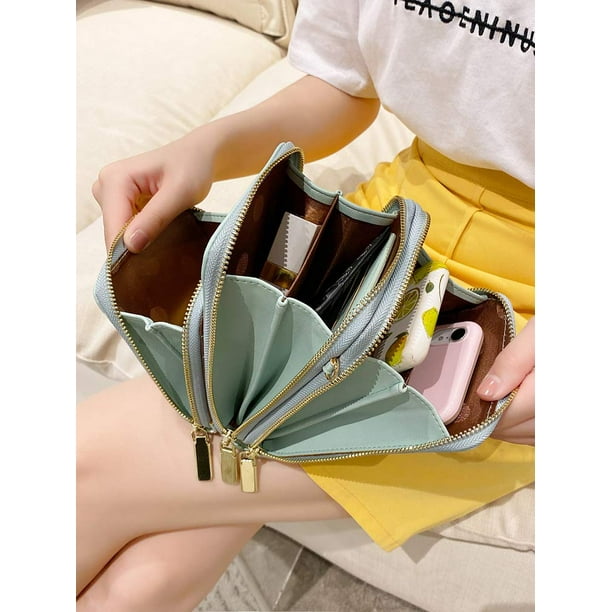 Bolso bandolera pequeno Cartera para telefono movil con ranuras para tarjetas de credito para mujer Margaritas verde claro JFHHH pequena Walmart en linea