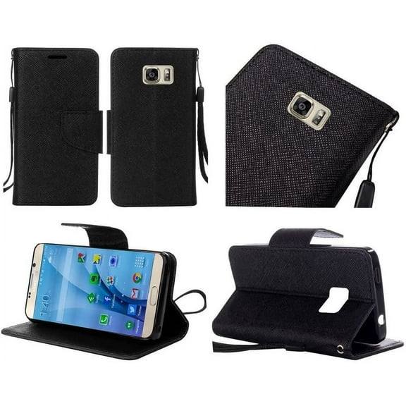 GSA Flip Denim Wallet Case For Samsung Galaxy S7 - Black