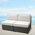 thumbnail image 1 of 2Piece Wicker Patio Conversation Furniture Set, Patio Armless Sofa with Outdoor PE Rattan, (Grey), 1 of 5