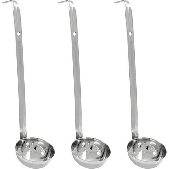 Bexikou 3 Pack 3oz Stainless Steel Soup Ladles, Heavy-Duty Long Handle Metal Soup Spoons for Kitchen Cooking Soup Sauce Home Use
