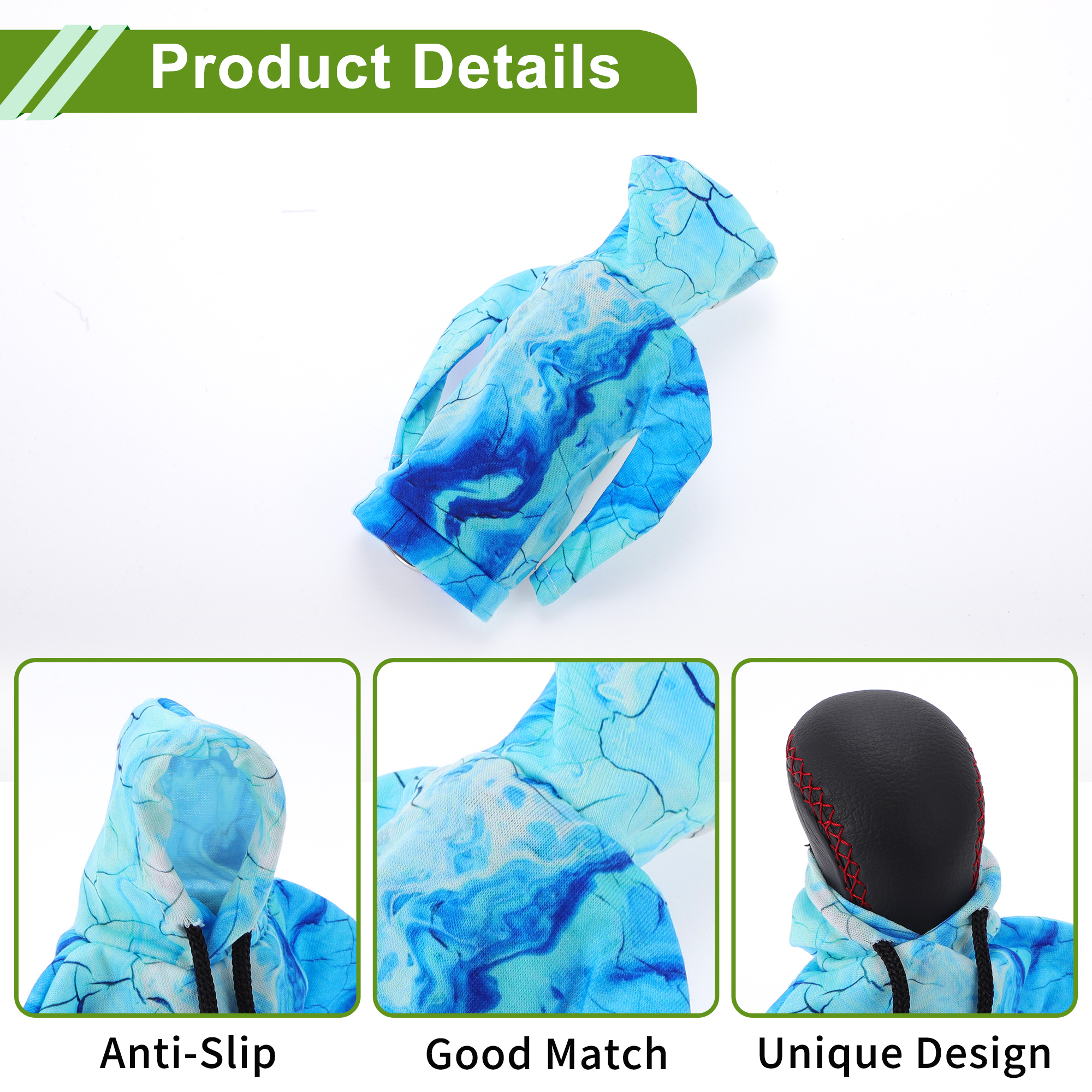 Unique Bargains Universal Gear Shift Knob Cover 16x11cm Polyester Light Blue Deep Blue