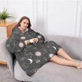 thumbnail image 5 of Oversized Wearable Blanket Hoodie,Dark Grey Mystical Pattern Sherpa Blanket Hoodie with Super Pockets,Super Warm Fuzzy Pullover for Women & Men, 5 of 6