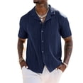 thumbnail image 1 of Admvng Button Down Shirt Men Textured Beach Shirts Casual Vacation Tops S-3XL, 1 of 6