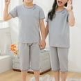 thumbnail image 4 of Antinious Casual Short Sleeve Suits for Kids,Toddler Winter Short Sleeve Outfits Sets, Solid Color Round Neck Short Sleeved Set Casual Home Clothes Short Sleeved Cropped Pants Two-piece Set ,Gray,150, 4 of 4
