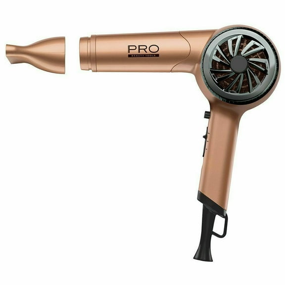 PRO Beauty Tools 1200 Watt Ionic Copper Ceramic Hair Dryer With Concentrator Attachment, Corded Electric Hair Blow Dryer